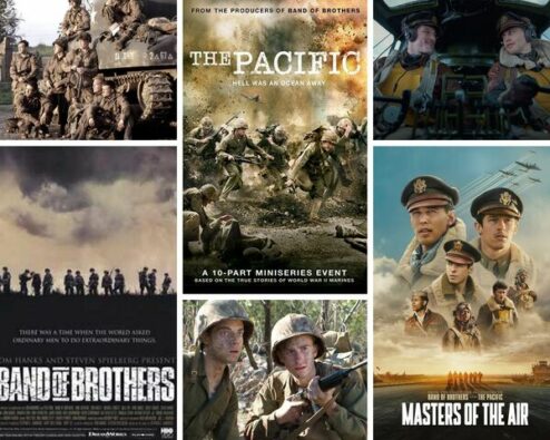 affiches et photos des séries Band of brothers, band of brothers pacific et masters of the air