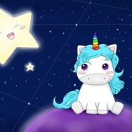 Licorne mignonne sous les étoiles