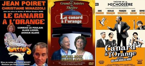 affiches de différentes mises en scène de la comédie le canard à l'orange