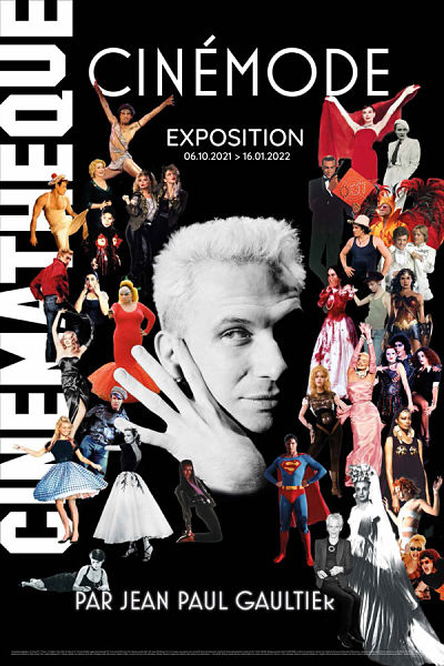 affiche de l'exposition Cinémode de Jean-Paul Gaultier à la Cinémathèque