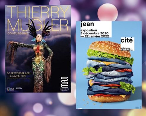affiches des expositions Thierry Mugler et Jean