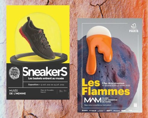 affiches des expositions Sneakers et Les Flammes