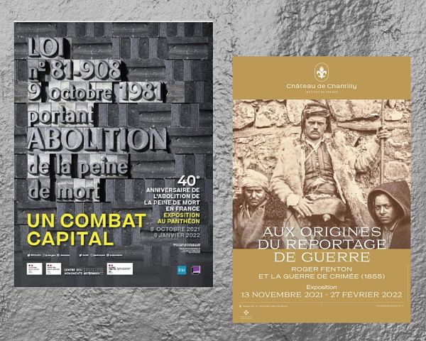 Affiches des expositions Un combat capital et Aux origines du reportage de guerre