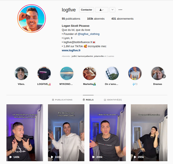 Compte Instagram de Logfive