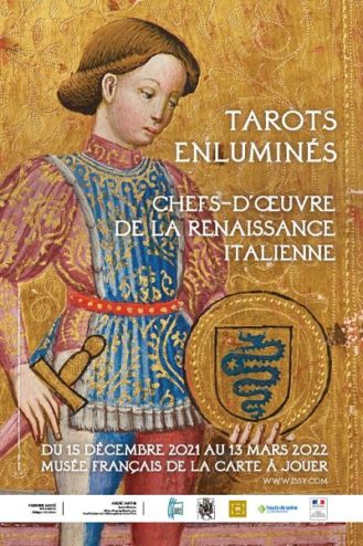 affiche de l'exposition Tarots enluminés au Musée français de la Carte à Jouer