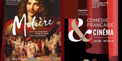affiches des expositions Molière la fabrique d'une gloire nationale et Comédie française et cinéma