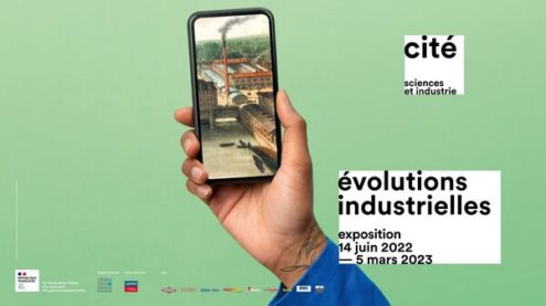 affiche de l'exposition Evolutions industrielles à la cité des sciences et de l'industrie