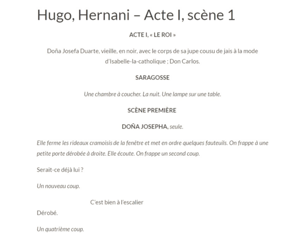 Hernani acte I scène 1 - importance des didascalies