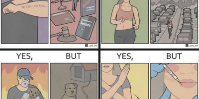 série d'illustrations "Yes, but" par l'artiste Anton Gudim