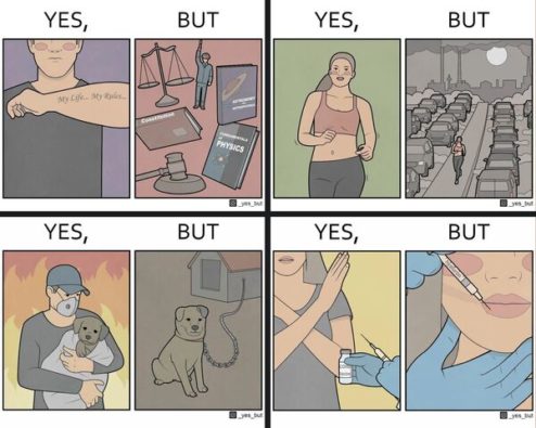 série d'illustrations "Yes, but" par l'artiste Anton Gudim