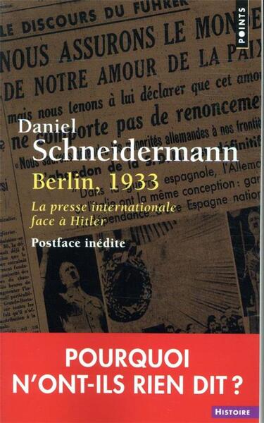 couverture du livre Berlin 1933 La presse internationale face à Hitler de Daniel Schneidermann