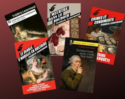 couvertures des romans policiers composant la série Voltaire mène l'enquête de Frédéric Lenormand