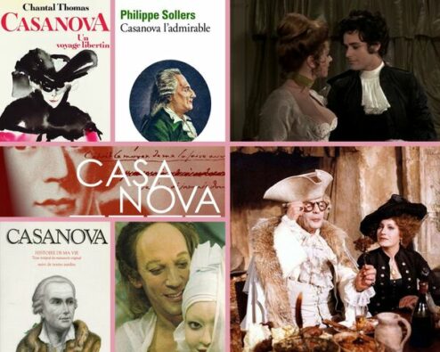 plusieurs couvertures de biographies et photos de films consacrés à Casanova