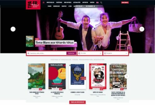 page d'accueil du site des Théâtres et producteurs associés