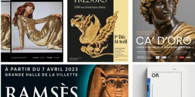 affiches de différentes expositions consacrées à l'or