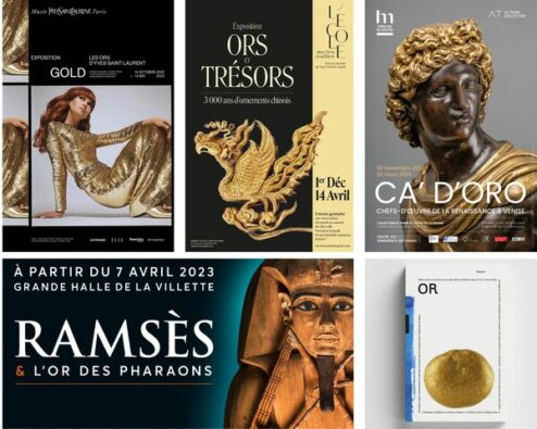 affiches de différentes expositions consacrées à l'or