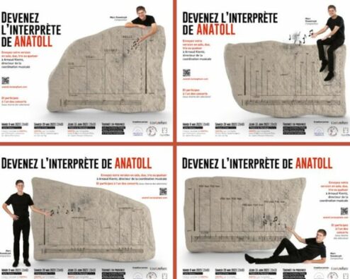 les quatre affiches composant la campagne de communication autour du projet symphonique Anatoll de Marc kowalczyk
