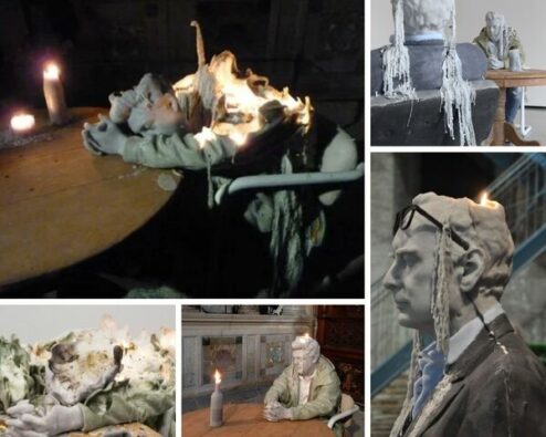 statues en cire fondue de l'artiste suisse Urs Fischer