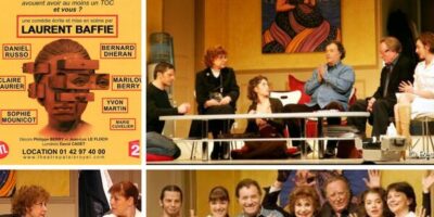 affiche et différentes scènes de la version originale de la pièce Toc-Toc de Laurent Baffie