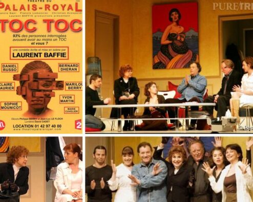 affiche et différentes scènes de la version originale de la pièce Toc-Toc de Laurent Baffie