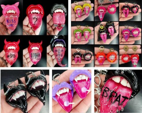 bijoux en forme de bouches de vampire par Iva Nix