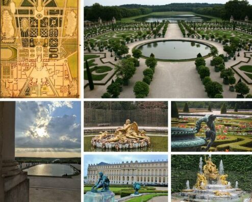 différentes vues des jardins du château de Versailles