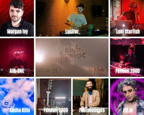 portraits des artistes présents à la première édition de la soirée club Humide