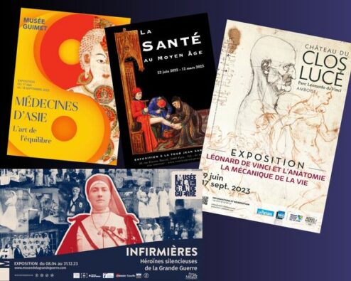 affiches de différentes expositions consacrées à l'histoire de la médecine