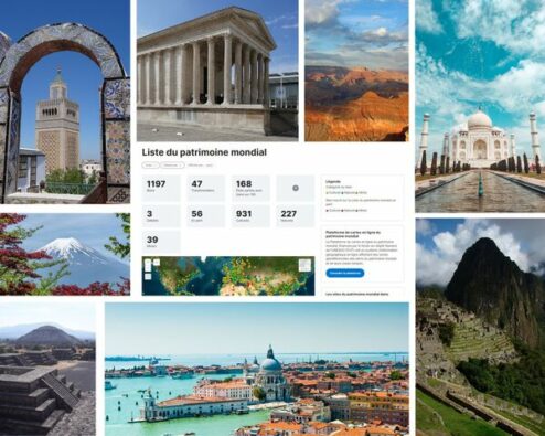 différents sites et monuments inscrits au patrimoine mondial de l'UNESCO