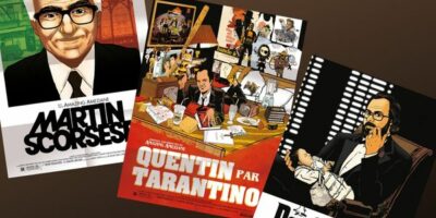 couverture de trois romans graphiques consacrés aux réalisateurs Scorcese, Coppola et Tarantino