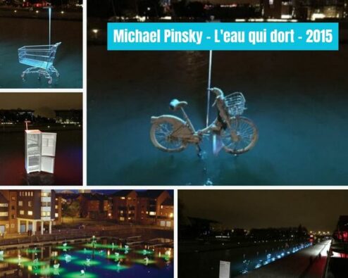 différentes vues de l'installation L'eau qui dort de Michael Pinsky