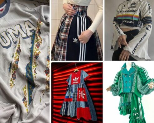créations de différents stylistes upcyclant des vêtements de sport
