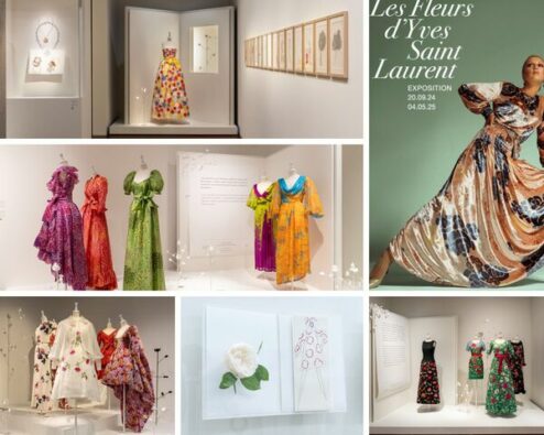 différentes salles de l'exposition Les fleurs d'yves saint laurent