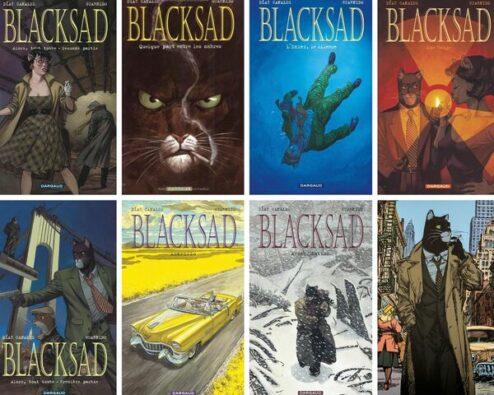 couvertures des différents tomes de la BD Blacksad