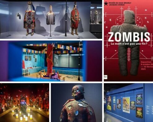 différentes vues de l'exposition Zombis au musée du quai branly