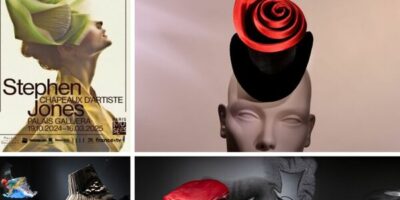 plusieurs modèles de chapeaux de l'exposition Stephen jones