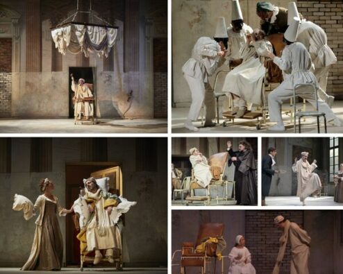 différentes scènes du spectacle Le Malade imaginaire