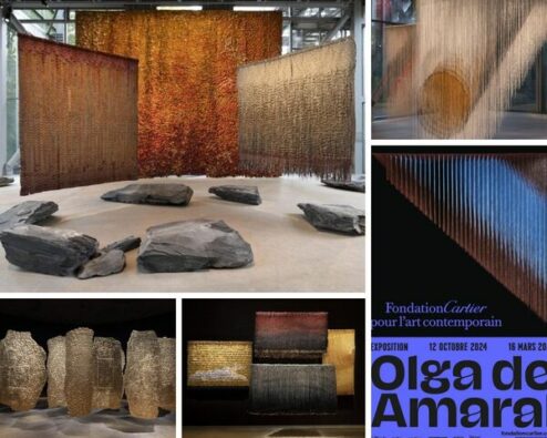 différentes vues de l'expo Olga de Amaral à la fondation Cartier
