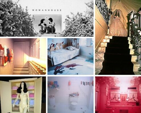 différentes vues de l'exposition Woman house en 1972
