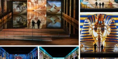 différentes vues de l'exposition sur l'Egypte aux Bassins des Lumières de Bordeaux
