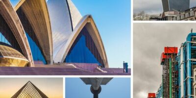 différents bâtiments d'architecture moderne