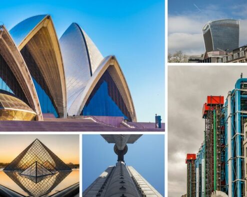 différents bâtiments d'architecture moderne