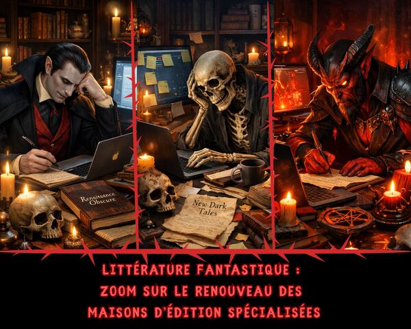 un démon, un squelette et un vampire rédigent des romans fantastiques