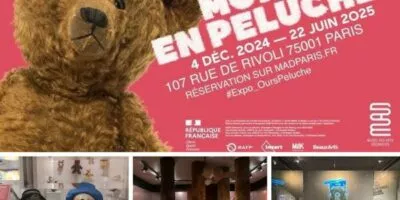 différentes vues de l'exposition Mon Ours en peluche au MAD