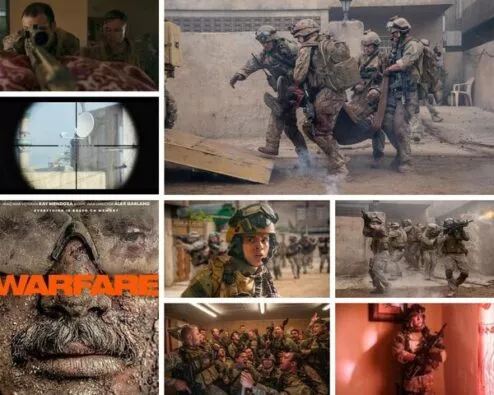 différentes scènes du film Warfare 2025